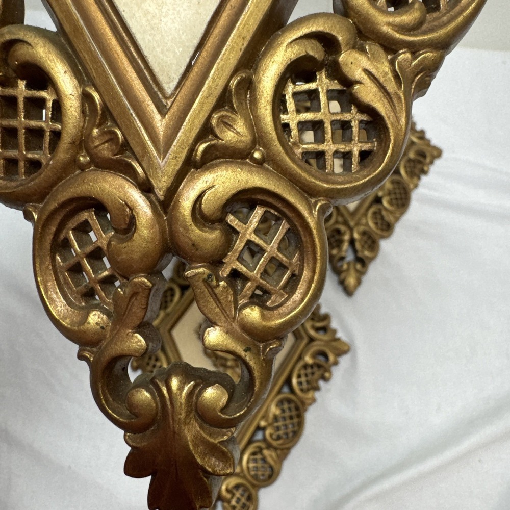 Vintage MCM SYROCO Plaques Gold Ornate Diamond Shape lot of 3 - Picture 4 of 15